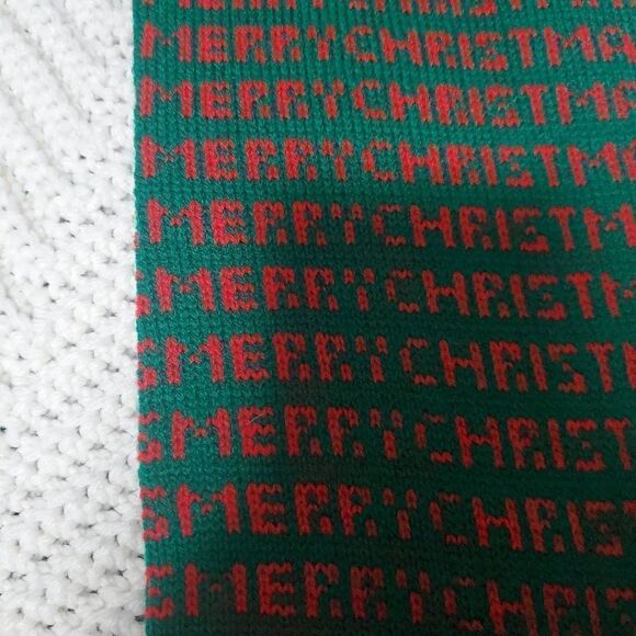 Red & Green "Merry Christmas " Knit Christmas Stocking - Picture 3 of 6